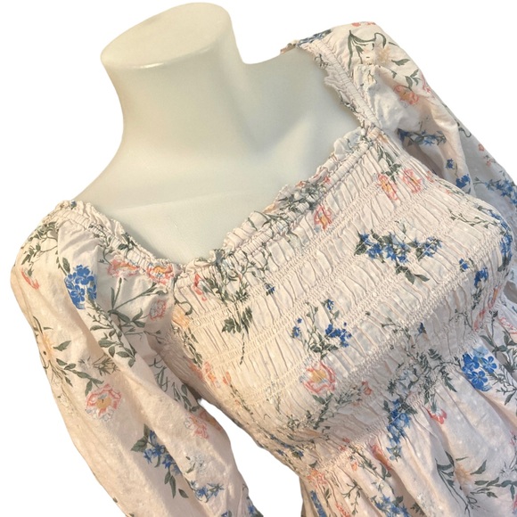 LAST CHANCE Saylor Shirt Womens Pink COTTON Floral Peplum Clover Blouse top - Picture 5 of 8